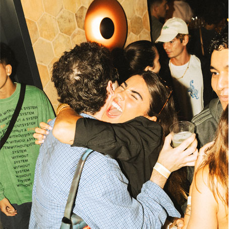 Friends drinking and having fun at an event